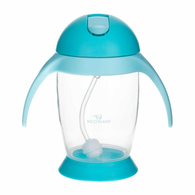 Bocioland - Cana de apa cu pai si manere, 300 ml, 6 luni+, Blue