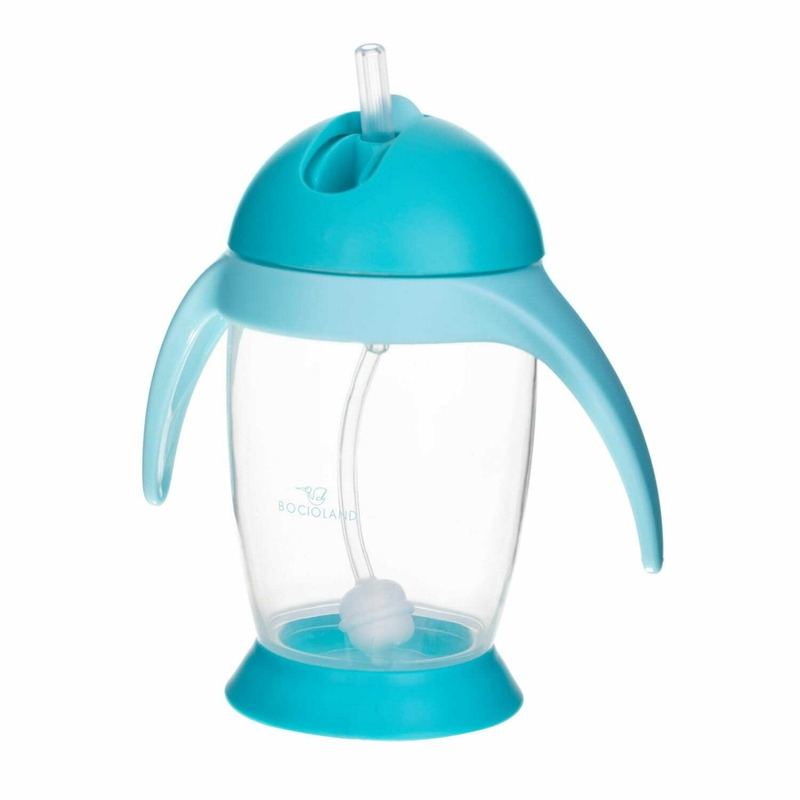 Bocioland - Cana de apa cu pai si manere, 300 ml, 6 luni+, Blue