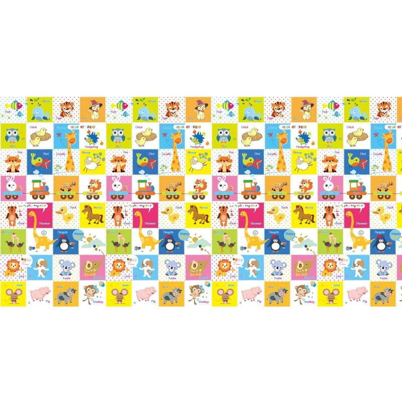 Bocioland - Covoras de joaca Happy Day, Pliabil, Protectie impotriva loviturilor, Dimensiune mare, 200 x 150 cm, Cu Imprimeu pe ambele parti, Potrivit pentru utlizare atat in interior, cat si in exterior
