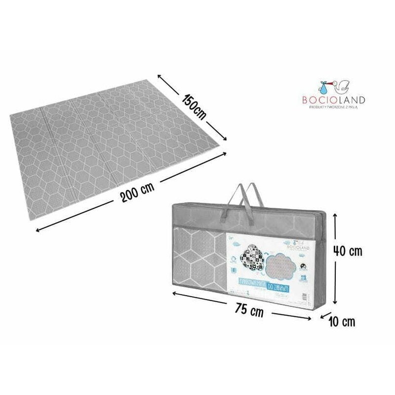 Bocioland - Covoras de joaca Honeycomb, Pliabil, Protectie impotriva loviturilor, Dimensiune mare, 200 x 150 cm, Cu Imprimeu pe ambele parti, Potrivit pentru utlizare atat in interior, cat si in exterior