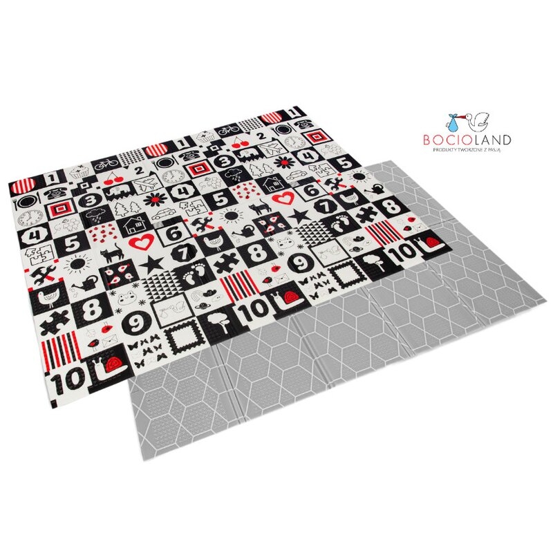 Bocioland - Covoras de joaca Honeycomb, Pliabil, Protectie impotriva loviturilor, Dimensiune mare, 200 x 150 cm, Cu Imprimeu pe ambele parti, Potrivit pentru utlizare atat in interior, cat si in exterior