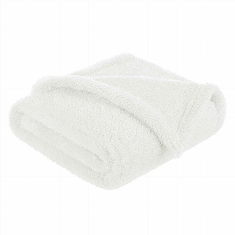 Bocioland - Paturica pufoasa pentru copii, Din fleece, 80 x 100 cm, Ecru