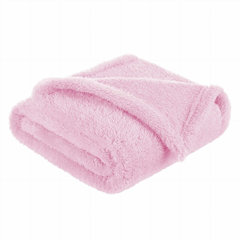 Bocioland - Paturica pufoasa pentru copii, Din fleece, 80 x 100 cm, Pink