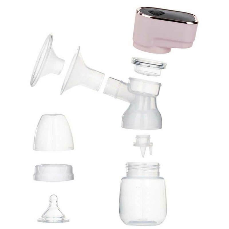 Bocioland - Pompa electrica de san, Clara, Modul de stimulare, Aspirare si functie masaj, Cu biberon si o suzeta, Pink