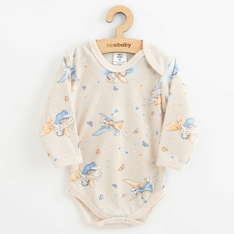 Body cu maneca lunga, Cu capse, Marime 56, Din bumbac 100%, New Baby, Fairy