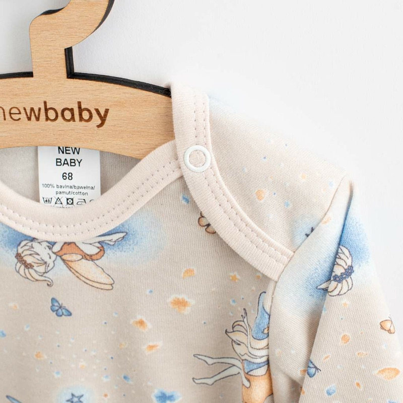 Body cu maneca lunga, Cu capse, Marime 56, Din bumbac 100%, New Baby, Fairy