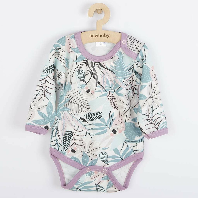 Body cu maneca lunga, Cu capse, Marime 74, Din bumbac 100%, New Baby, Rebel Lilac