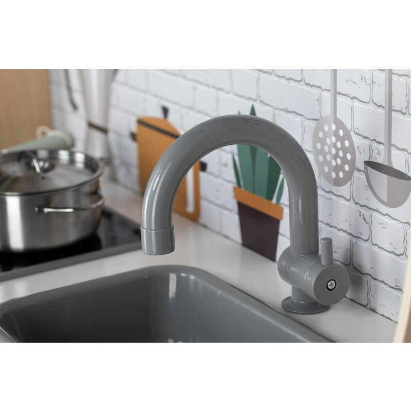 Bucatarie pentru copii, Mini Chef, Din lemn, Cu efecte de sunet si lumina, Cu accesorii, 70 x 30 x 104 cm, Free2Play