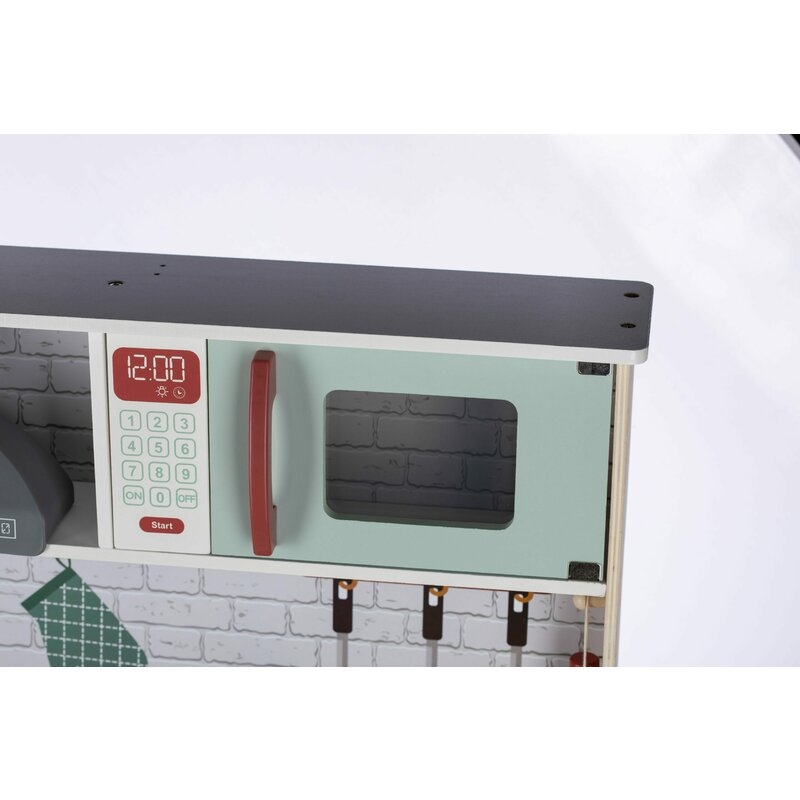 Bucatarie pentru copii, Mini Chef, Din lemn, Cu efecte de sunet si lumina, Cu accesorii, 70 x 30 x 104 cm, Free2Play