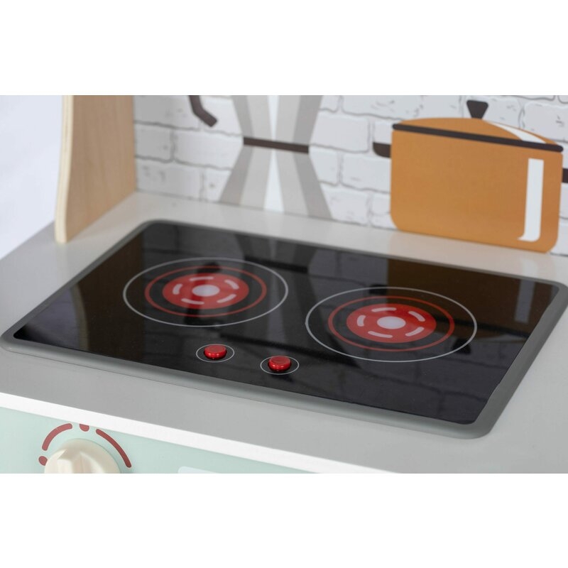 Bucatarie pentru copii, Mini Chef, Din lemn, Cu efecte de sunet si lumina, Cu accesorii, 70 x 30 x 104 cm, Free2Play
