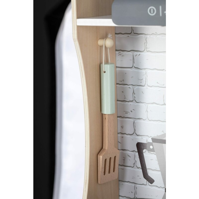 Bucatarie pentru copii, Mini Chef, Din lemn, Cu efecte de sunet si lumina, Cu accesorii, 70 x 30 x 104 cm, Free2Play