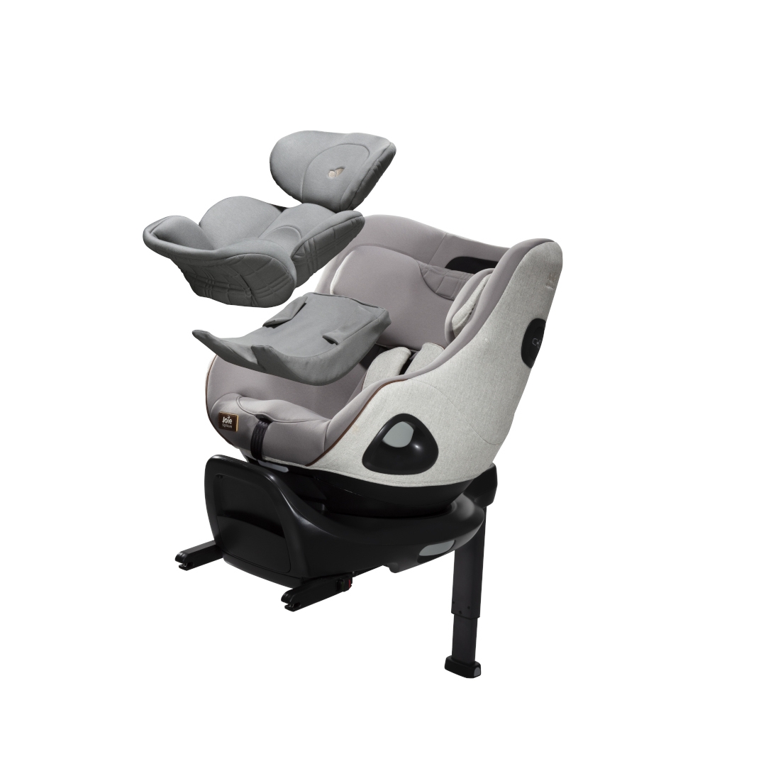 Set scaun auto rotativ i-Size Joie i-Harbour Signature Oyster, 40-105 cm + Baza i-Size i-Base Encore, testat ADAC si certificat R129, Joie