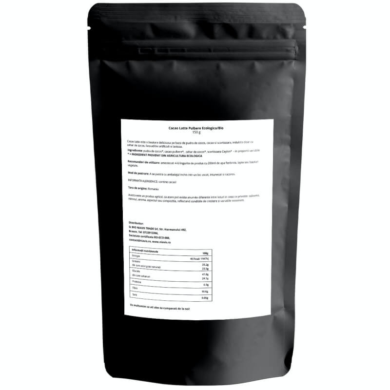 Cacao Latte pulbere ecologica, 150 g, Niavis