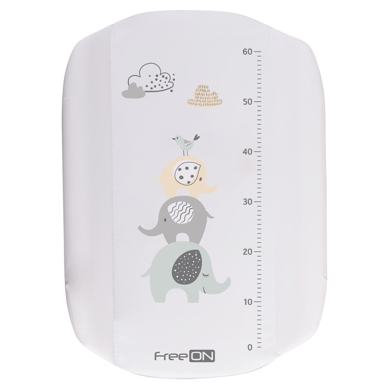 Cadita de baie cu hamac pentru nou nascut si masa de infasat, Cu roti, Cu suport metalic, Conform cu standardul european de securitate EN 12221-1:2008+A1:2013, EN 17072:2018, FreeON, Elephant