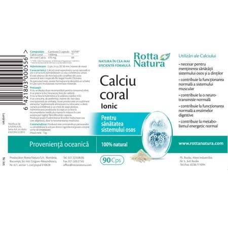 Calciu Coral Ionic, 90 capsule, Rotta Natura