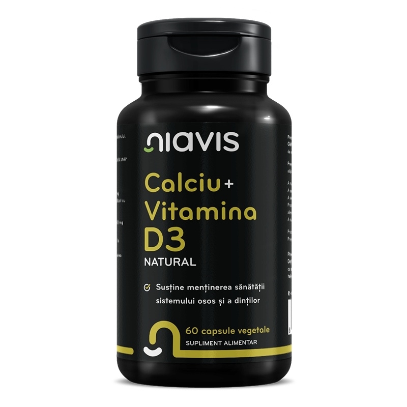 Calciu + Vitamina D3 Natural, 60 capsule, Niavis Calciu + Vitamina D3 Natural, 60 capsule, Niavis