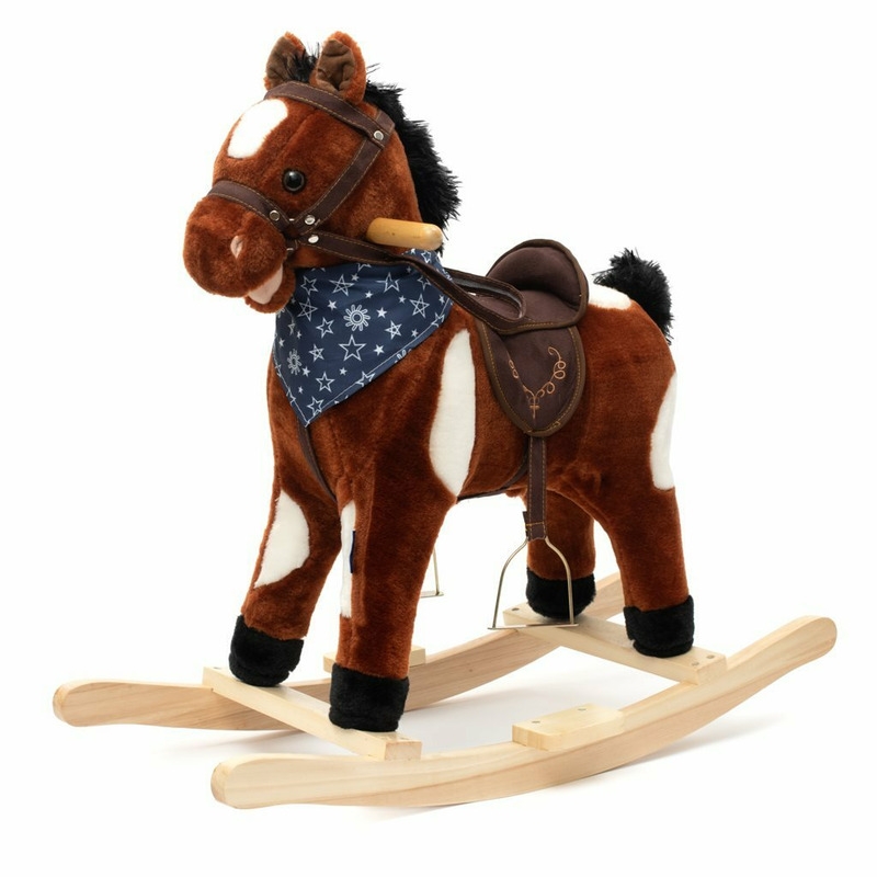 Calut balansoar din plus, Arthur, Cu efecte de miscare a gurii, Cu melodie de cowboy si efect de galop , Baby Mix, Maro Deschis
