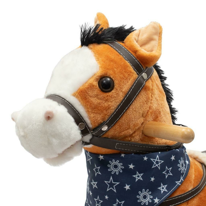 Calut balansoar din plus, Cu efecte de miscare a gurii si a cozii, Cu melodie de cowboy si efect de galop , Baby Mix, Maro Deschis