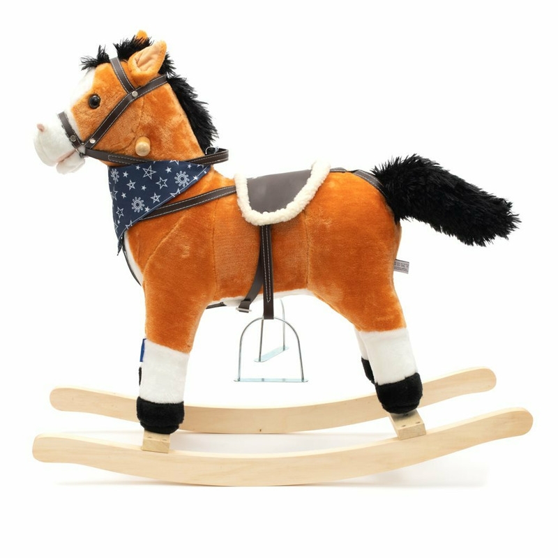 Calut balansoar din plus, Cu efecte de miscare a gurii si a cozii, Cu melodie de cowboy si efect de galop , Baby Mix, Maro Deschis