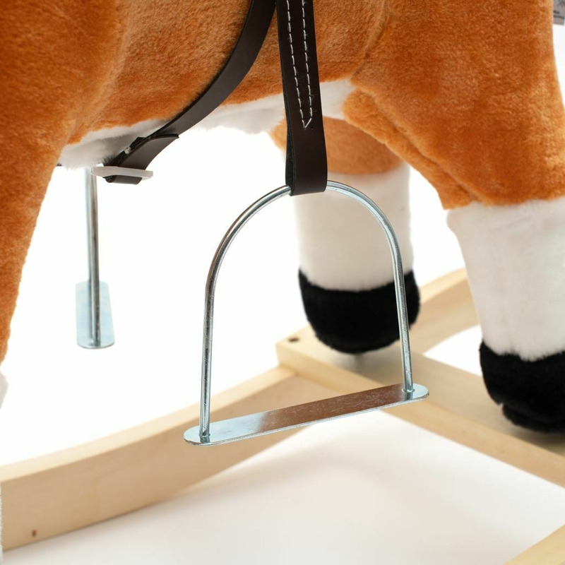 Calut balansoar din plus, Cu efecte de miscare a gurii si a cozii, Cu melodie de cowboy si efect de galop , Baby Mix, Maro Deschis