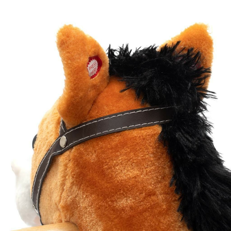 Calut balansoar din plus, Cu efecte de miscare a gurii si a cozii, Cu melodie de cowboy si efect de galop , Baby Mix, Maro Deschis