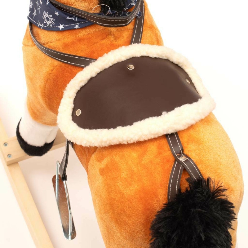 Calut balansoar din plus, Cu efecte de miscare a gurii si a cozii, Cu melodie de cowboy si efect de galop , Baby Mix, Maro Deschis