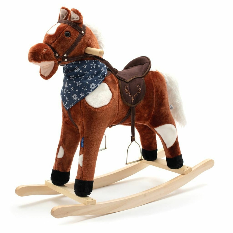 Calut balansoar din plus, Cu efecte de miscare a gurii si a cozii, Cu melodie de cowboy si efect de galop , Baby Mix, Maro Inchis