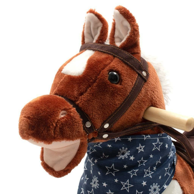 Calut balansoar din plus, Cu efecte de miscare a gurii si a cozii, Cu melodie de cowboy si efect de galop , Baby Mix, Maro Inchis