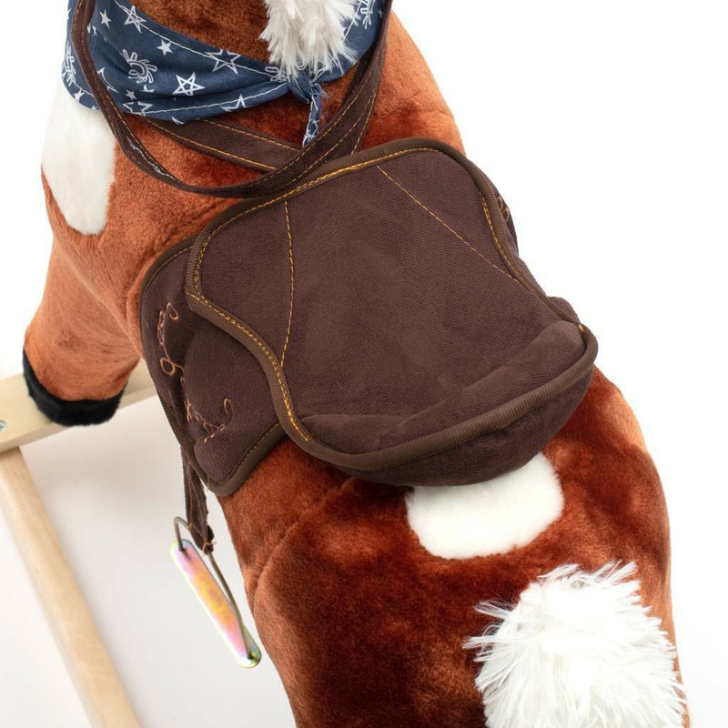 Calut balansoar din plus, Cu efecte de miscare a gurii si a cozii, Cu melodie de cowboy si efect de galop , Baby Mix, Maro Inchis