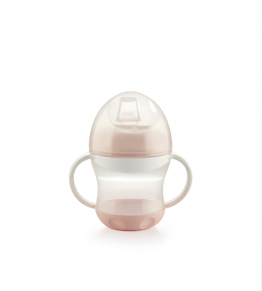 Cana anti-curgere cu capac si manere Powder pink