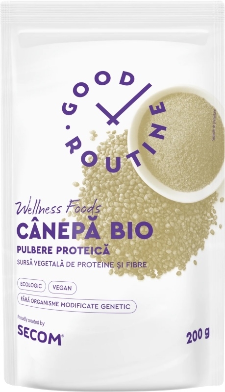 Canepa Bio pulbere proteica Good Routine Wellness Foods, 200 g, Secom Canepa Bio pulbere proteica Good Routine Wellness Foods, 200 g, Secom