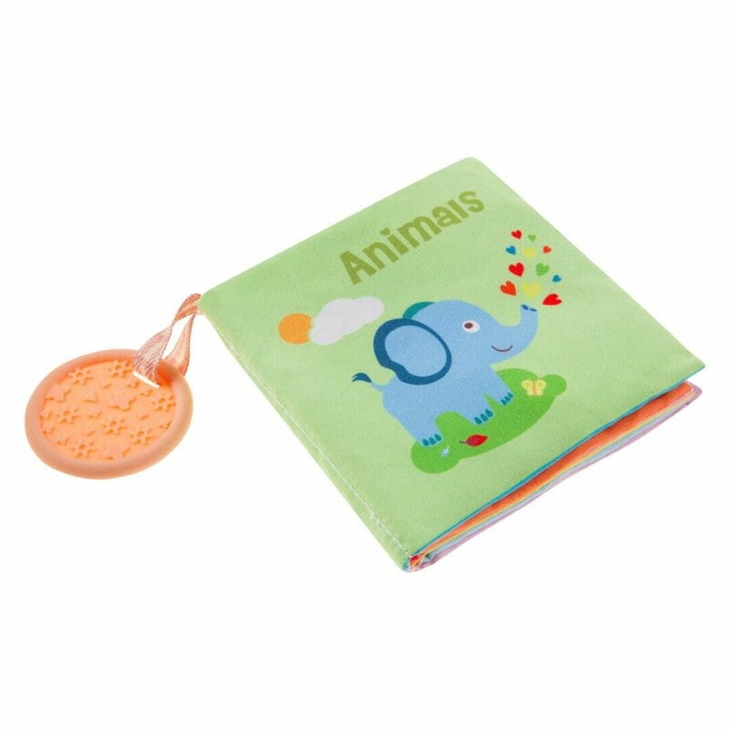 Carticica senzoriala, Bocioland, Cu 10 pagini in culori contrastante, Fosneste cand este atinsa, Din material moale, 0 luni+, Animals