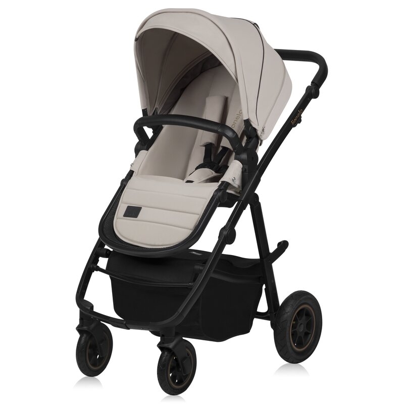 Carucior 2 in 1, Lionelo, Amber Plus, Cadru aluminiu, Cu landou intarit si salteluta moale, Reversibil, Maner ajustabil, Cu accesorii, Cu ventilatie panoramica 3D, Pana la 22 kg, EN1888-1, EN1888-2, EN1466, Bej