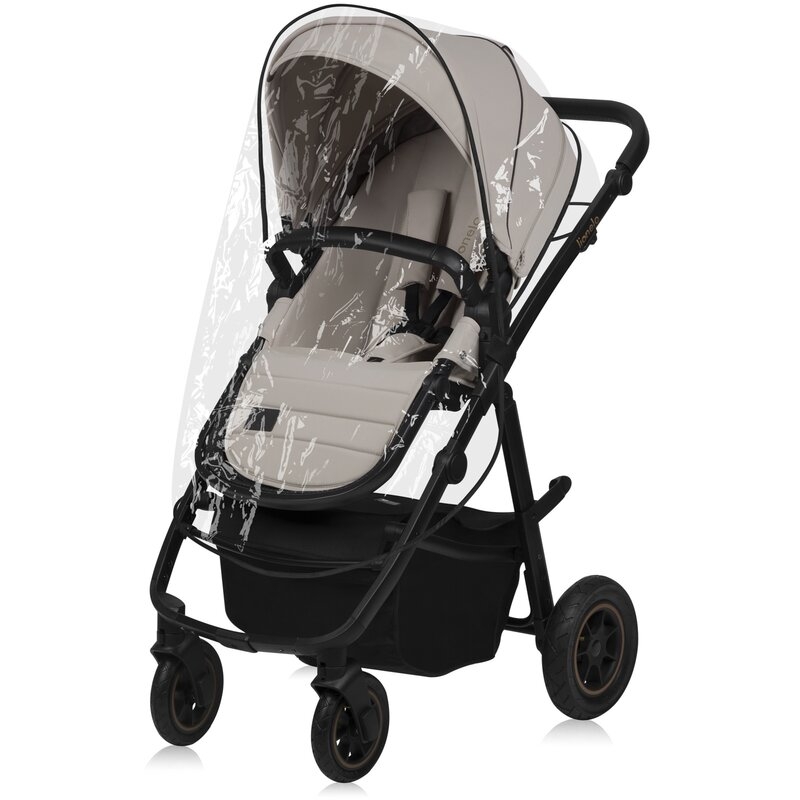 Carucior 2 in 1, Lionelo, Amber Plus, Cadru aluminiu, Cu landou intarit si salteluta moale, Reversibil, Maner ajustabil, Cu accesorii, Cu ventilatie panoramica 3D, Pana la 22 kg, EN1888-1, EN1888-2, EN1466, Bej