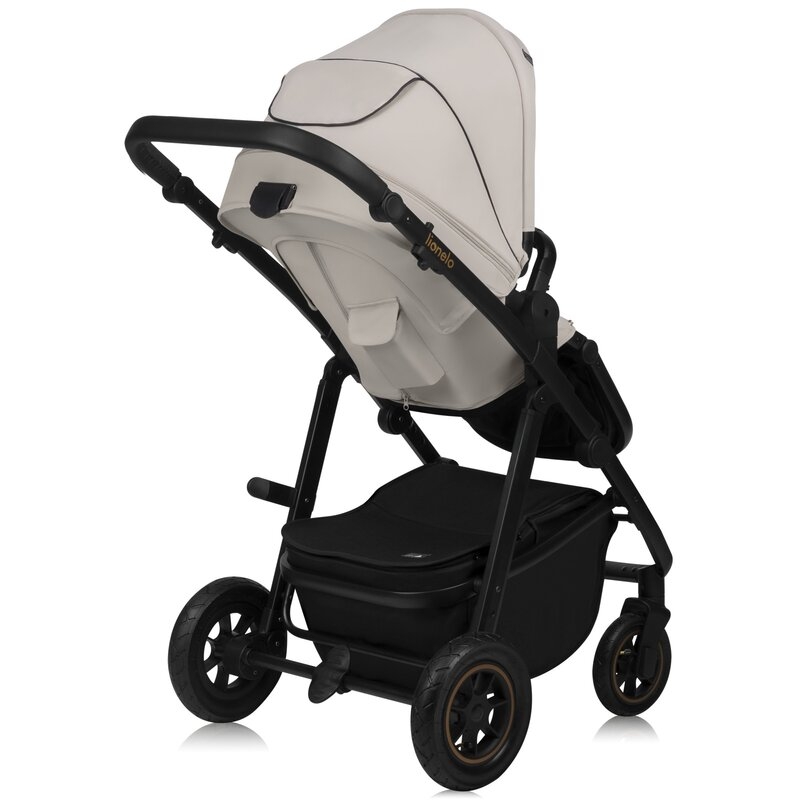 Carucior 2 in 1, Lionelo, Amber Plus, Cadru aluminiu, Cu landou intarit si salteluta moale, Reversibil, Maner ajustabil, Cu accesorii, Cu ventilatie panoramica 3D, Pana la 22 kg, EN1888-1, EN1888-2, EN1466, Bej