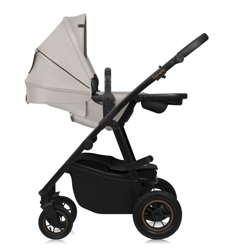 Carucior 2 in 1, Lionelo, Amber Plus, Cadru aluminiu, Cu landou intarit si salteluta moale, Reversibil, Maner ajustabil, Cu accesorii, Cu ventilatie panoramica 3D, Pana la 22 kg, EN1888-1, EN1888-2, EN1466, Bej