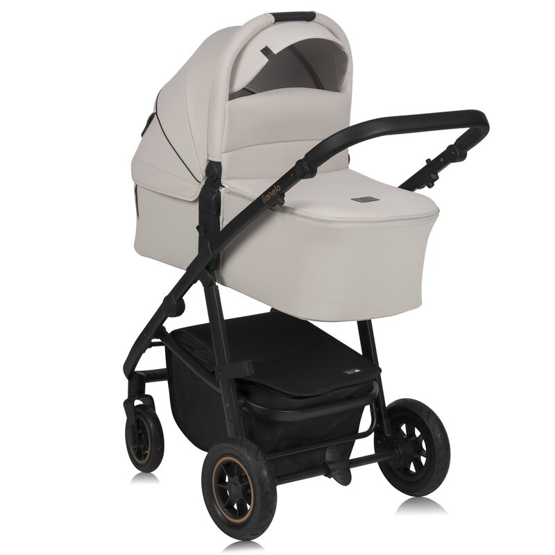 Carucior 2 in 1, Lionelo, Amber Plus, Cadru aluminiu, Cu landou intarit si salteluta moale, Reversibil, Maner ajustabil, Cu accesorii, Cu ventilatie panoramica 3D, Pana la 22 kg, EN1888-1, EN1888-2, EN1466, Bej