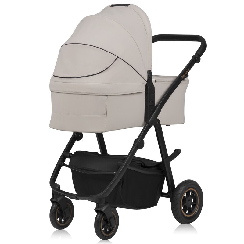 Carucior 2 in 1, Lionelo, Amber Plus, Cadru aluminiu, Cu landou intarit si salteluta moale, Reversibil, Maner ajustabil, Cu accesorii, Cu ventilatie panoramica 3D, Pana la 22 kg, EN1888-1, EN1888-2, EN1466, Bej