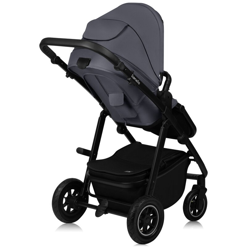 Carucior 2 in 1, Lionelo, Amber Plus, Cadru aluminiu, Cu landou intarit si salteluta moale, Reversibil, Maner ajustabil, Cu accesorii, Cu ventilatie panoramica 3D, Pana la 22 kg, EN1888-1, EN1888-2, EN1466, Gri inchis