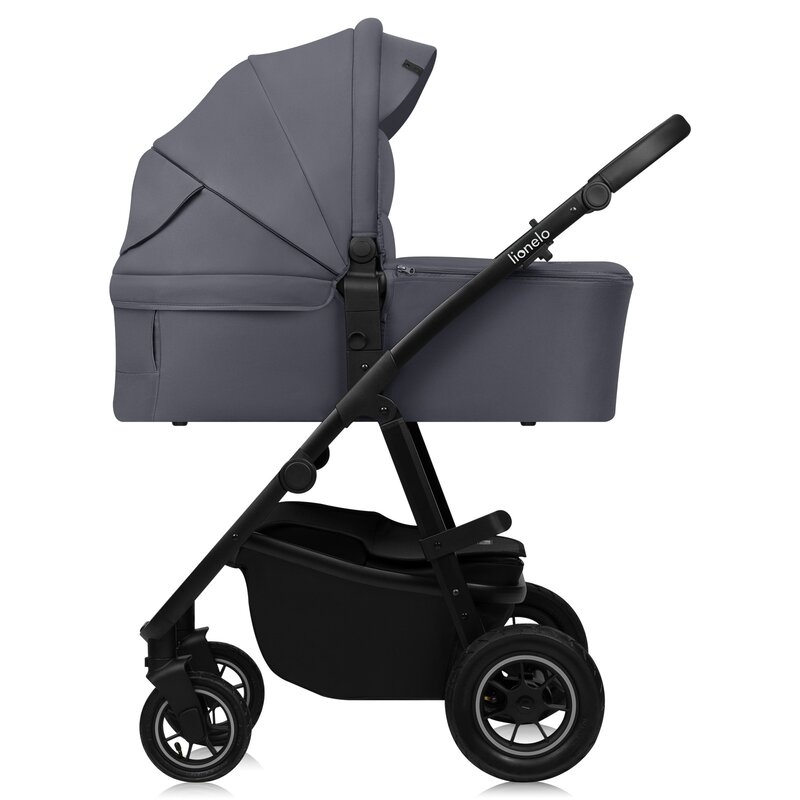Carucior 2 in 1, Lionelo, Amber Plus, Cadru aluminiu, Cu landou intarit si salteluta moale, Reversibil, Maner ajustabil, Cu accesorii, Cu ventilatie panoramica 3D, Pana la 22 kg, EN1888-1, EN1888-2, EN1466, Gri inchis