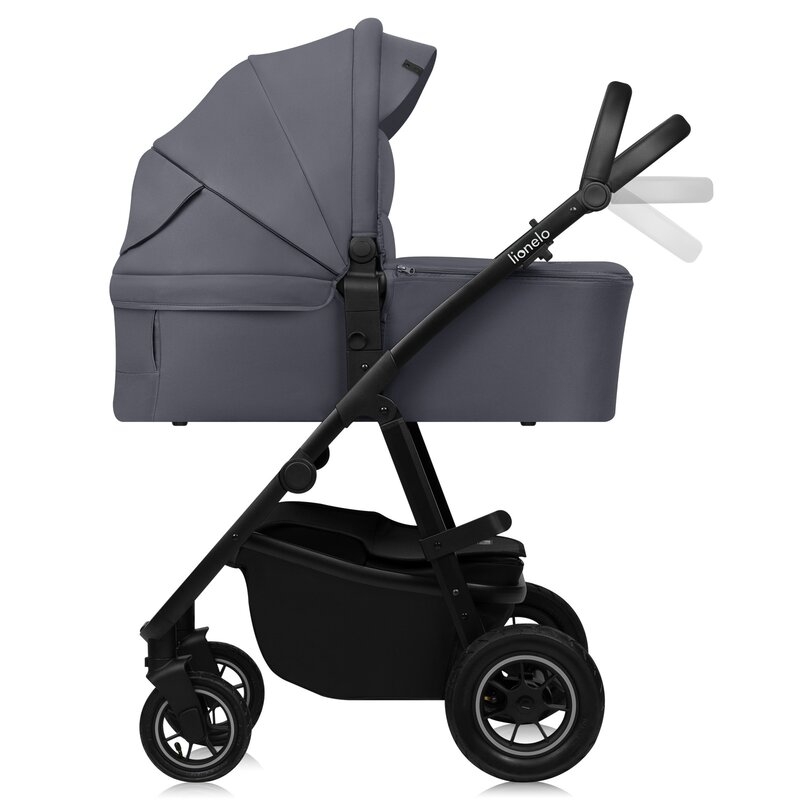 Carucior 2 in 1, Lionelo, Amber Plus, Cadru aluminiu, Cu landou intarit si salteluta moale, Reversibil, Maner ajustabil, Cu accesorii, Cu ventilatie panoramica 3D, Pana la 22 kg, EN1888-1, EN1888-2, EN1466, Gri inchis