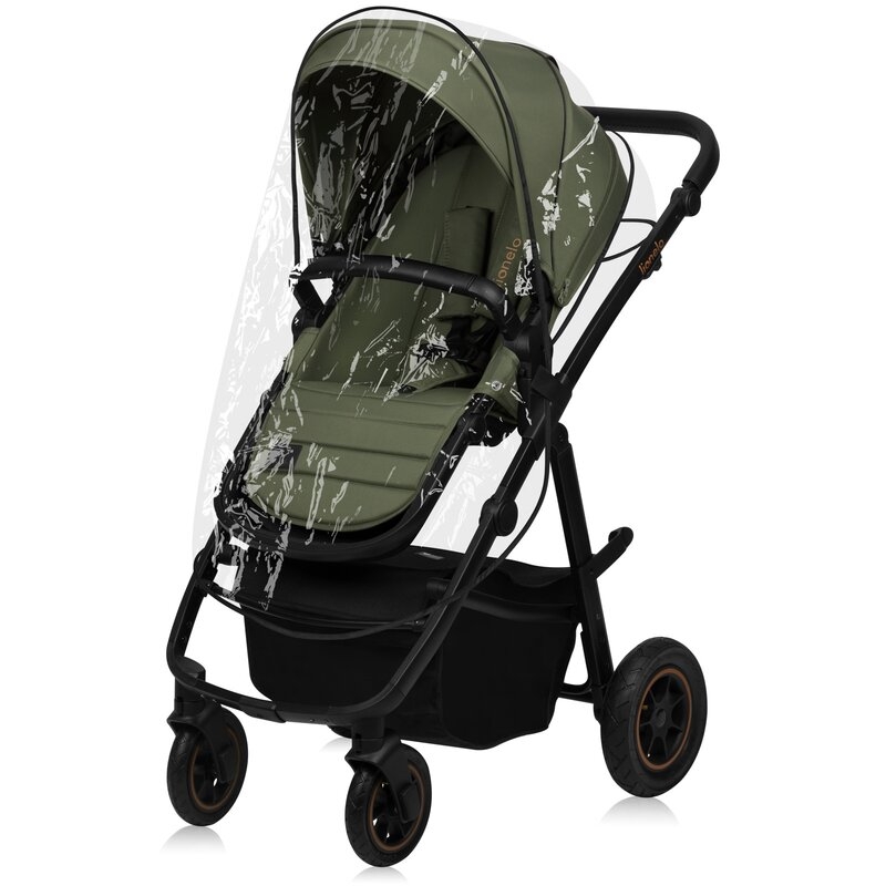 Carucior 2 in 1, Lionelo, Amber Plus, Cadru aluminiu, Cu landou intarit si salteluta moale, Reversibil, Maner ajustabil, Cu accesorii, Cu ventilatie panoramica 3D, Pana la 22 kg, EN1888-1, EN1888-2, EN1466, Verde