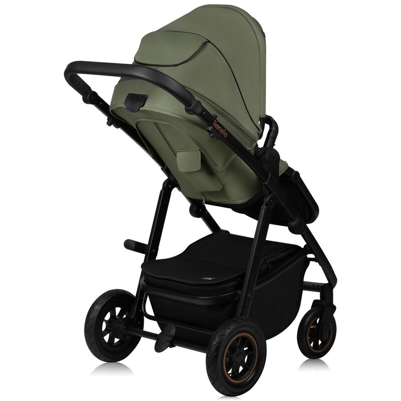 Carucior 2 in 1, Lionelo, Amber Plus, Cadru aluminiu, Cu landou intarit si salteluta moale, Reversibil, Maner ajustabil, Cu accesorii, Cu ventilatie panoramica 3D, Pana la 22 kg, EN1888-1, EN1888-2, EN1466, Verde