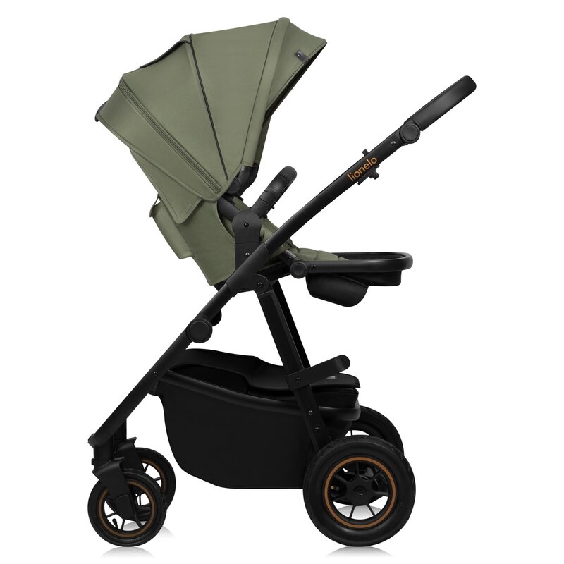 Carucior 2 in 1, Lionelo, Amber Plus, Cadru aluminiu, Cu landou intarit si salteluta moale, Reversibil, Maner ajustabil, Cu accesorii, Cu ventilatie panoramica 3D, Pana la 22 kg, EN1888-1, EN1888-2, EN1466, Verde