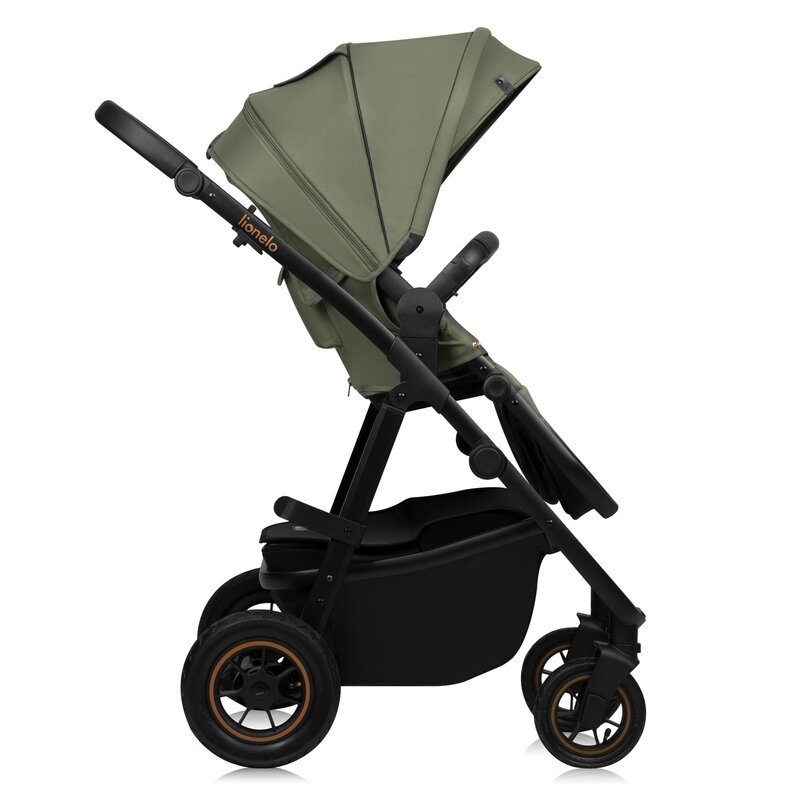 Carucior 2 in 1, Lionelo, Amber Plus, Cadru aluminiu, Cu landou intarit si salteluta moale, Reversibil, Maner ajustabil, Cu accesorii, Cu ventilatie panoramica 3D, Pana la 22 kg, EN1888-1, EN1888-2, EN1466, Verde