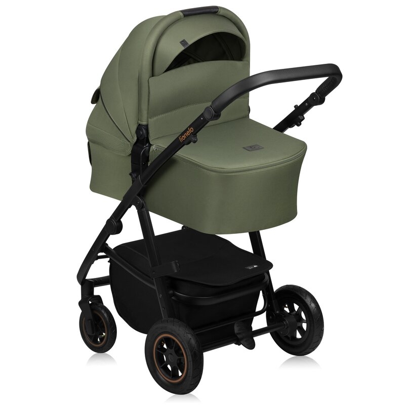 Carucior 2 in 1, Lionelo, Amber Plus, Cadru aluminiu, Cu landou intarit si salteluta moale, Reversibil, Maner ajustabil, Cu accesorii, Cu ventilatie panoramica 3D, Pana la 22 kg, EN1888-1, EN1888-2, EN1466, Verde