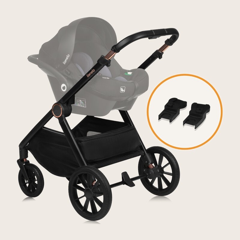 Carucior 2 in 1, Lionelo, Layla, Pana la 22 kg, Cadru aluminiu, Cu landou intarit si salteluta din spuma AirDots, Reversibil, Cu ventilatie 3D, Cu accesorii, EN1888-1, EN1888-2, EN1466, Maro