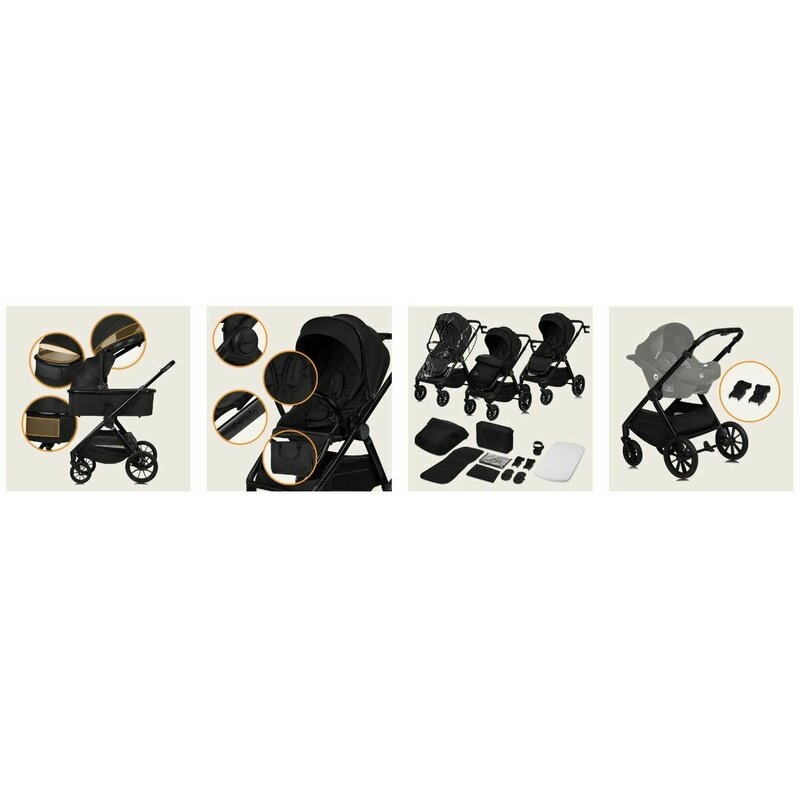 Carucior 2 in 1, Lionelo, Layla, Pana la 22 kg, Cadru aluminiu, Cu landou intarit si salteluta din spuma AirDots, Reversibil, Cu ventilatie 3D, Cu accesorii, EN1888-1, EN1888-2, EN1466, Maro