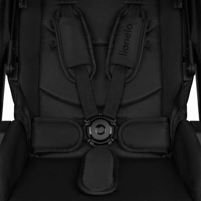 Carucior 2 in 1, Lionelo, Layla, Pana la 22 kg, Cadru aluminiu, Cu landou intarit si salteluta din spuma AirDots, Reversibil, Cu ventilatie 3D, Cu accesorii, EN1888-1, EN1888-2, EN1466, Negru