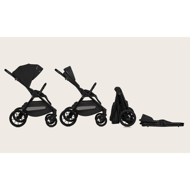 Carucior 2 in 1, Lionelo, Layla, Pana la 22 kg, Cadru aluminiu, Cu landou intarit si salteluta din spuma AirDots, Reversibil, Cu ventilatie 3D, Cu accesorii, EN1888-1, EN1888-2, EN1466, Negru